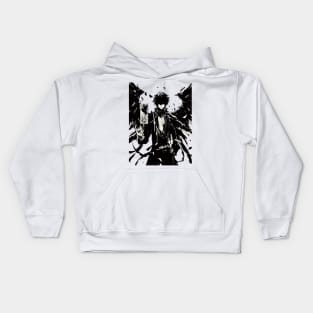 Anime wizard with magic crow card Kids Hoodie